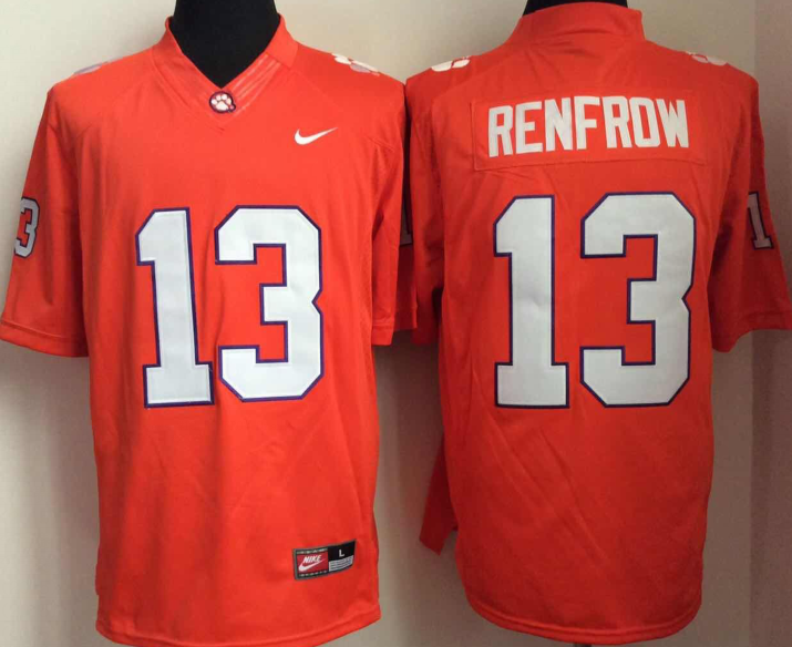 NCAA Men Clemson Tigers #13 RENFROW Orange